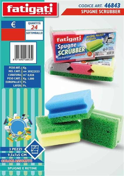 FATIGATI SPUGNA SCRUBBER 3PZ 9,5X7X5 