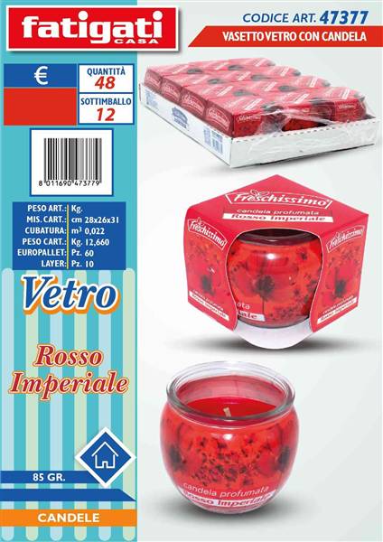 FATIGATI VASETTO VETRO C/CANDELA ROSSO I 