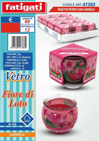 FATIGATI VASETTO VETRO C/CANDELA FIORE DI LOTO