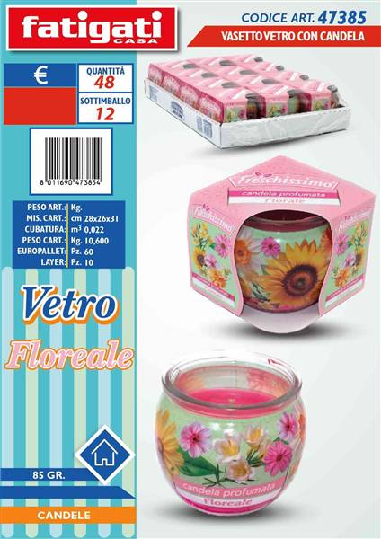 FATIGATI VASETTO VETRO C/CANDELA FLOREAL 