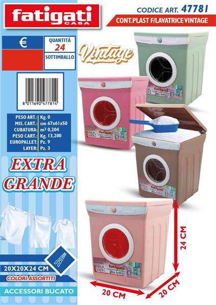 FATIGATI CONTENITORE LAVATRICE PLASTICA VINTAGE 20X2