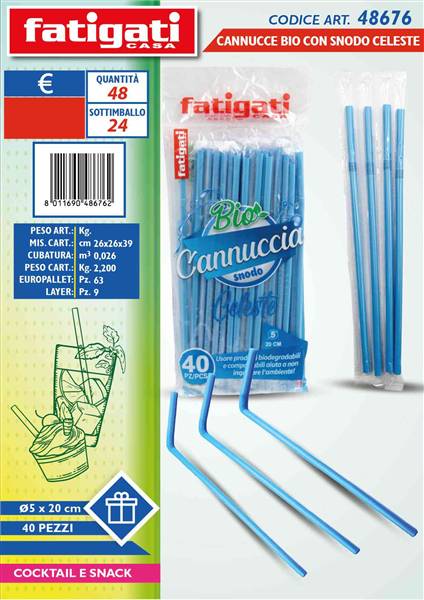 FATIGATI CANNUCCE BIO 40PZ SNODO CELESTE 5X2