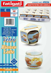 FATIGATI VASETTO VETRO C/CANDELA BIANCO 