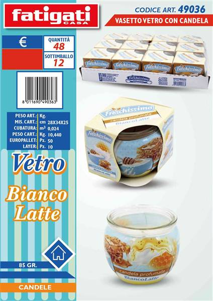 FATIGATI VASETTO VETRO C/CANDELA BIANCO 
