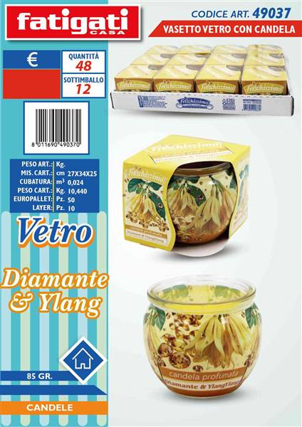 FATIGATI VASETTO VETRO C/CANDELA DIAM&YL 
