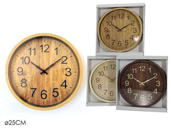 GT OROLOGIO DA MURO EFFETTO LEGNO 25CM 
