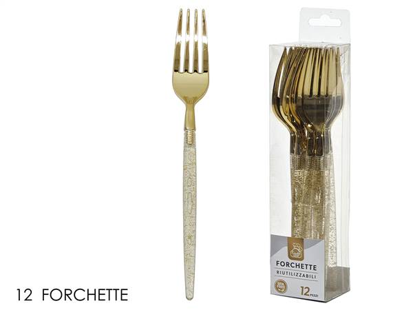 GT FORCHETTE 12PZ ORO CON GLITTER 
