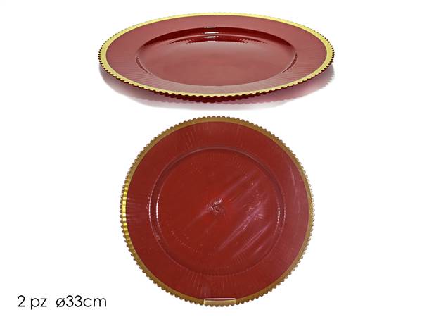 GT PIATTI 2PZ ROSSO E ORO 33CM 