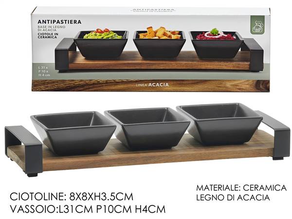 GT ANTIPASTIERA 3PZ LINEA ACACIA 