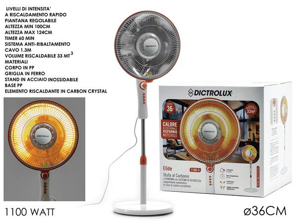 GT STUFA AL CARBONIO ELIDE DICTROLUX 1100W OSCILLANTE
