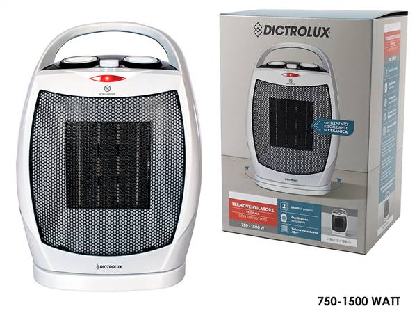 GT TERMOVENTILATORE CERAMICA 1500W CON OSCILLAZIONE DICTROLUX SCALDABAGNO