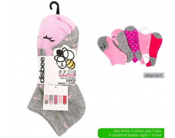 DISBEE CALZA BIMBA COCO 7-10 ANNI 5PZ 