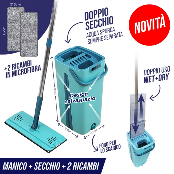 IRGE MOP PIATTO 33X12CM CON SECCHIO 3LT