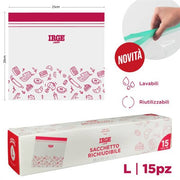 IRGE SACCHI DOPPIA ZIP 25X20 15PZ 