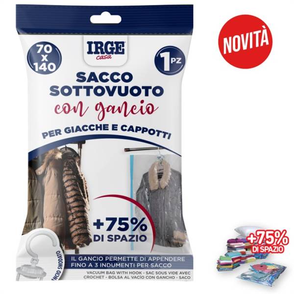 IRGE SACCO SOTTOVUOTO CON GANCIO 70X140 