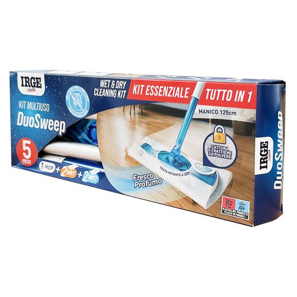 IRGE KIT PULIZIA 1 MANICO + 2 PANNI UMIDI + 2 PANNI IDRATATI