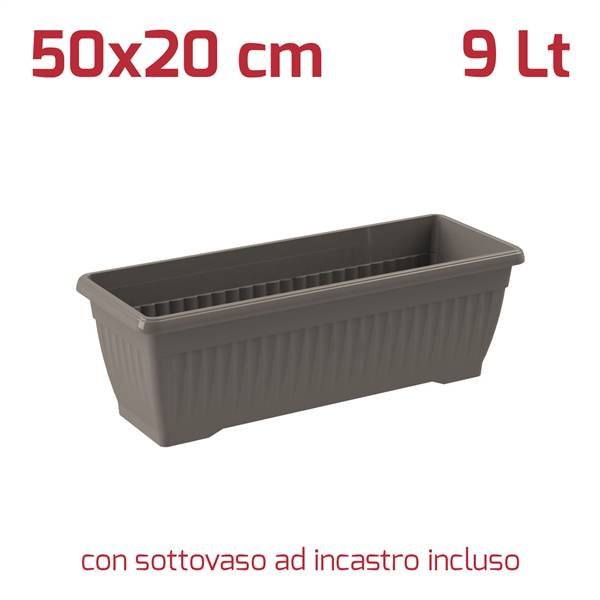 RECA VASO RETT. GAIA C/SOTT 50X20 GRIGIO 