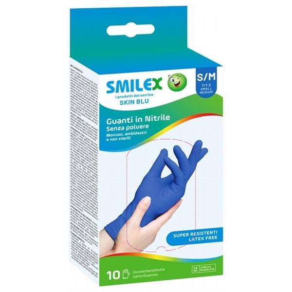 SMILEX GUANTI NITRIL BLU TG.S/M S/P 10PZ 