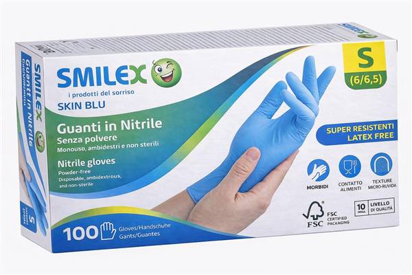 SMILEX GUANTI NITRILE BLU S S/P 100PZ 