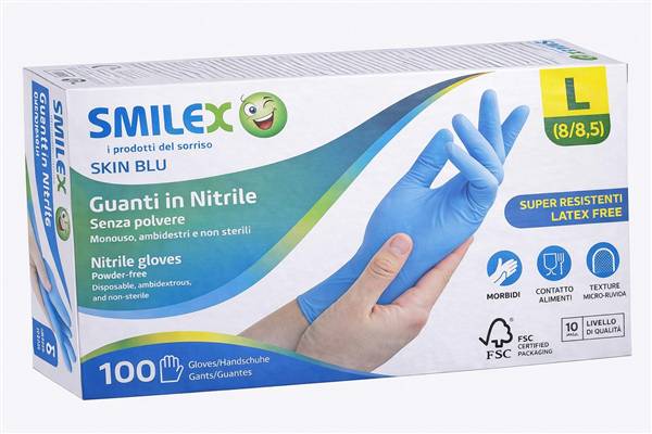 SMILEX GUANTI NITRILE BLU L S/P 100PZ 