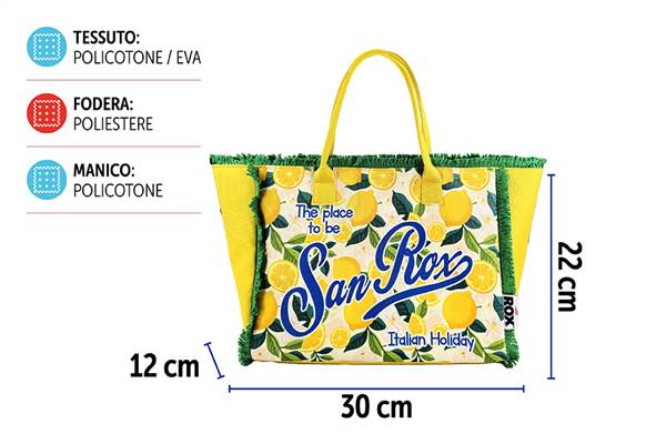 PARTENOPE BORSA MARE FRANGE SANROX 30X12X22CM DIS.8