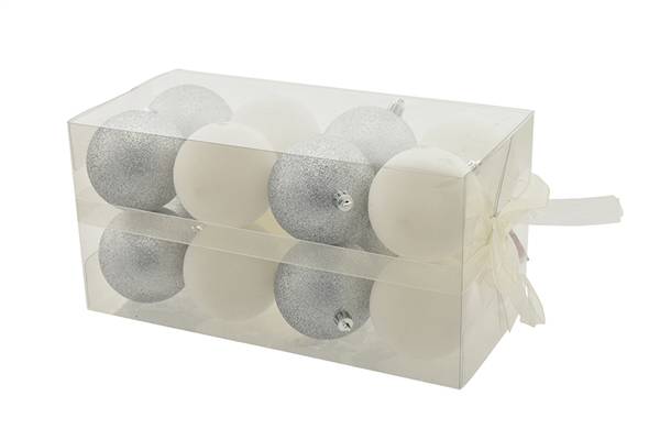 PARTENOPE BOX 16 SFERE 8CM ARGENTO 