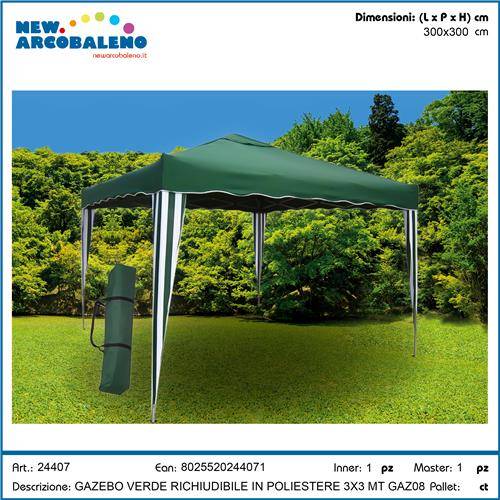 NEW GAZEBO VERDE RICHIUDIBILE 3X3MT 