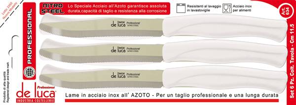 DE LUCA SET 6 COLTELLI TAVOLA M.CO BIANC ART. 634