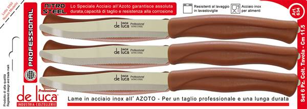 DE LUCA SET 6 COLTELLI TAVOLA M.CO MARRO ART. 634