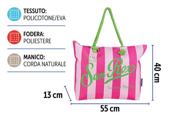 PARTENOPE BORSA MARE CORDATA ROX D3 55X40X13CM