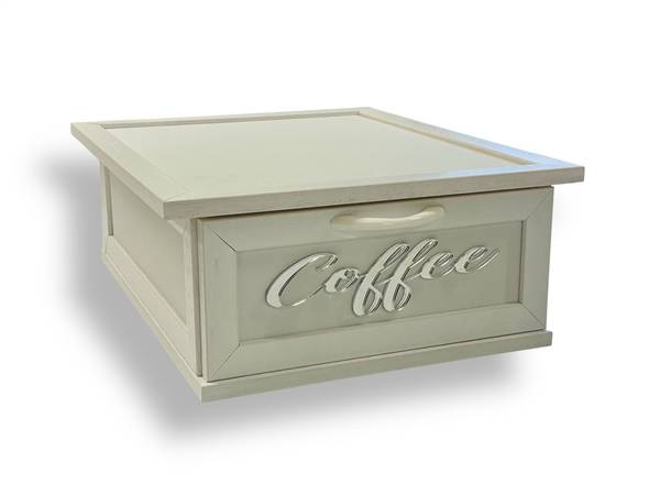 CREAZIONI PORTACIALDE LUX CAFFE BIANCO CON SCRITTA IN PLEXIGLASS