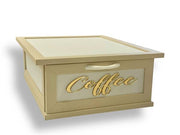 CREAZIONI PORTACIALDE LUX CAFFE PANNA CON SCRITTA IN PLEXIGLASS
