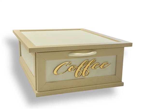 CREAZIONI PORTACIALDE LUX CAFFE PANNA CON SCRITTA IN PLEXIGLASS