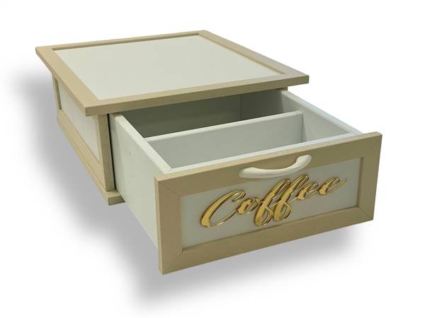 CREAZIONI PORTACIALDE LUX CAFFE PANNA CON SCRITTA IN PLEXIGLASS