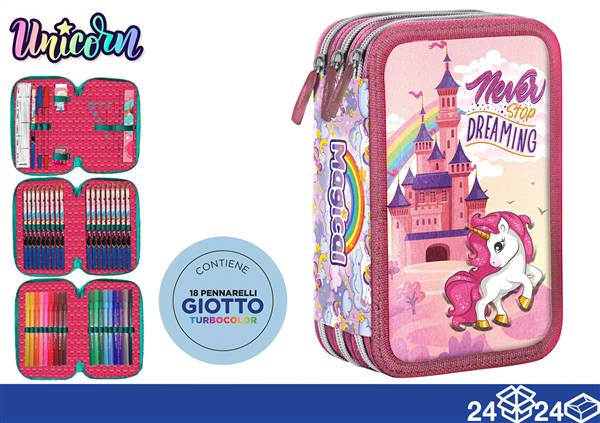 GIOTTO ASTUCCIO 3 ZIP UNICORN 