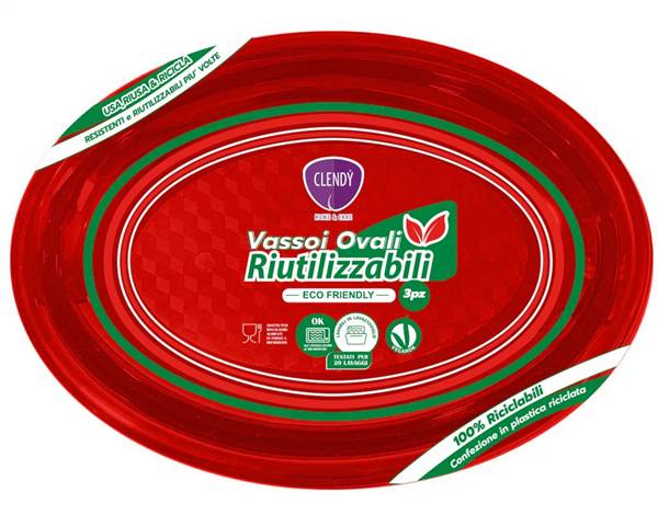CLENDY VASSOIO OVALI RIUT. ROSSO 