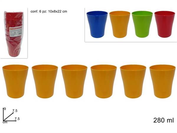 DUE ESSE BICCHIERE PLAST 280ML 6PZ 