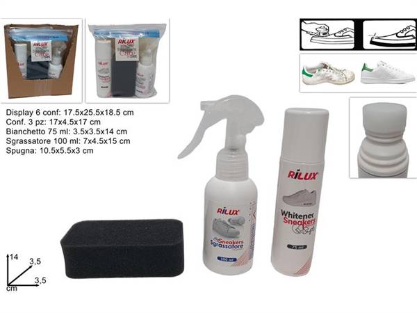 DUE ESSE KIT COMPLETO SCARPE 3PZ BIANCHETTO/SPUGNA/SGRASSATORE