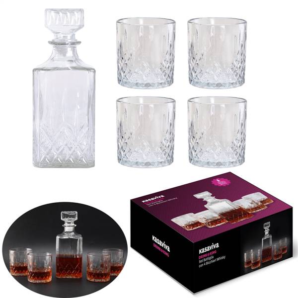 KASAVIVA DRINKING SET BOTT + 4 BICCH BOTTIGLIA + 4 BICCHIERI