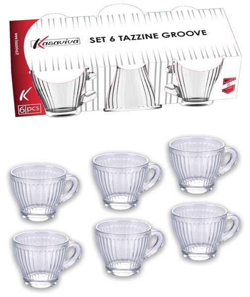 KASAVIVA SET 6 TAZZINE CAFFE' VETRO 90ML 