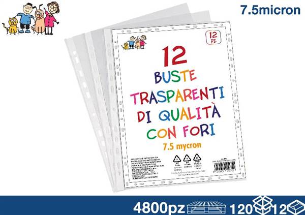 EOL FOGLI CON BUCHI 12PZ TOP QUALITY TRASPARENTI