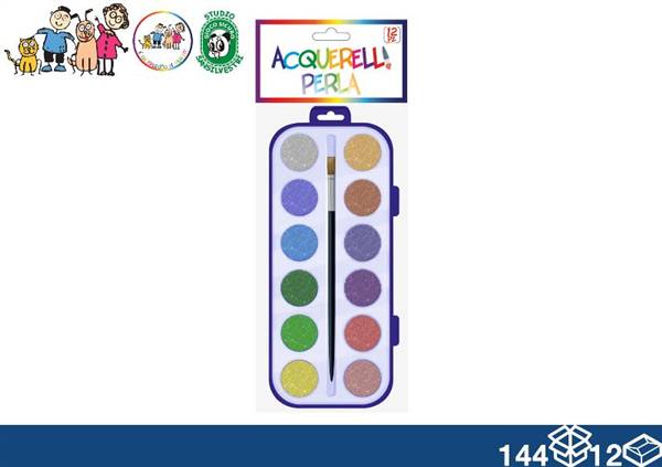 EOL COLORI ACQUERELLO CON PENNELLO 12PZ PERLA
