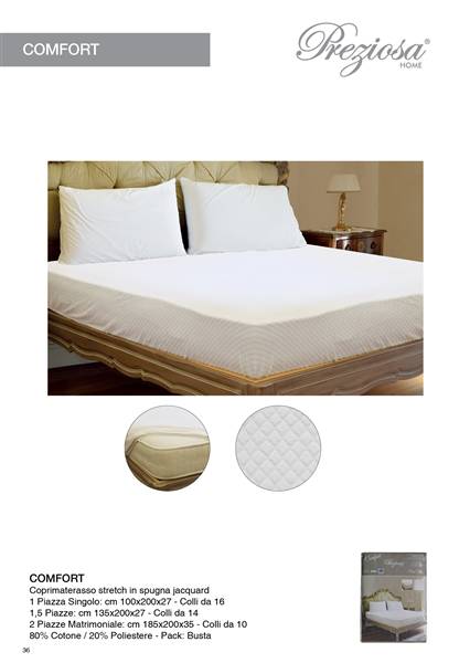 PREZIOSA COPRIMATERASSO 2P COMFORT COMFORT.2PIAZZE IN SPUGNA