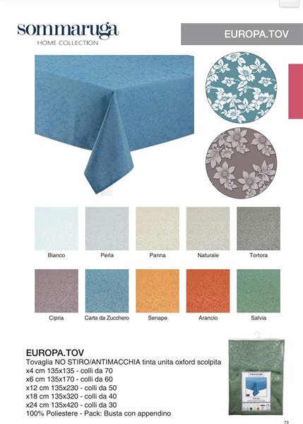 SOMMARUGA TOVAGLIA EUROPA 135X170 ANTIMACCHIA