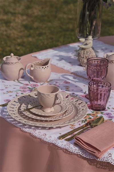 HANNA SET 3PZ THE PT.0001.ROSA 1 TAZZA 200CC + 1 PIATTINO + 1 PIATTINO DOLCE