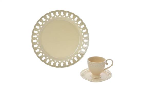 HANNA SET 3PZ THE PT.0001.NATURALE 1 TAZZA 200CC + 1 PIATTINO + 1 PIATTO DESSERT