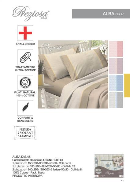 PREZIOSA COMPLETO LETTO ALBA 1,5P DIS.45 
