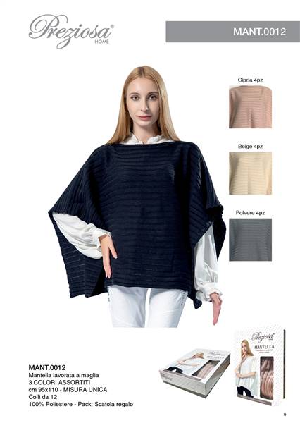 PREZIOSA MANTELLA 95X110 LAVAR A MAGLIA 