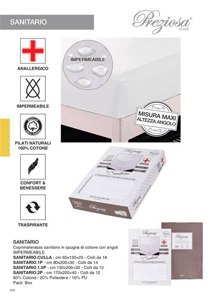 PREZIOSA COPRIMATERASSO SANITARIO 1,5P 