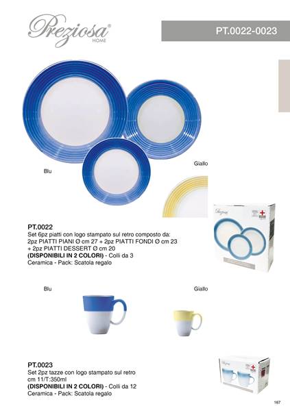 PREZIOSA SET PIATTI 6PZ GIALLO PT.0022 
